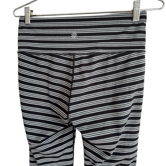Athleta Striped Chaturanga Capri Leggings, Heather Gray & Black, Size MP - Picture 6 of 13